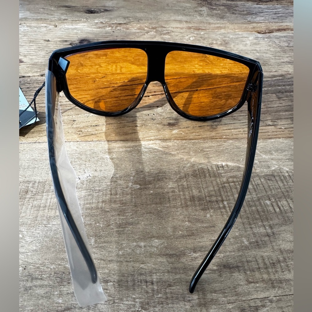NEW PrettyLittleThing Black With Orange Lens Oversized Visor Sunglasses UVA/UVB - Picture 11 of 11